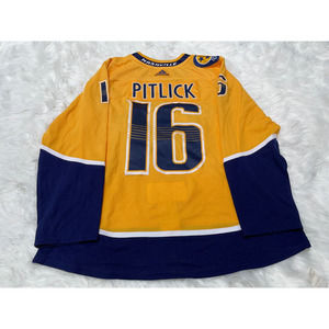Rem Pitlick Nashville Predators NHL Adidas Home Jersey Fight Strap Sz 52